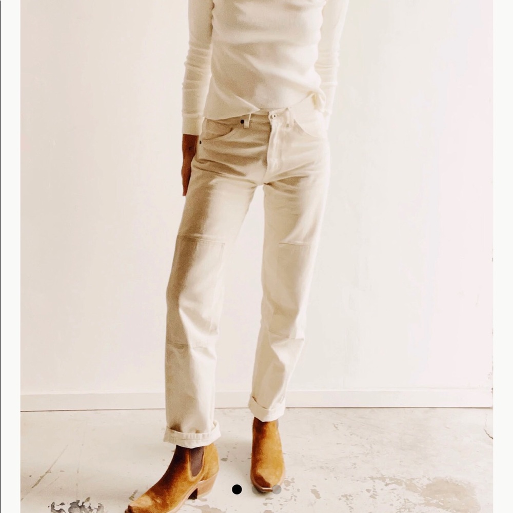 NWT Hey Gang Knee Patch Jeans Natural - Size 32 NWT